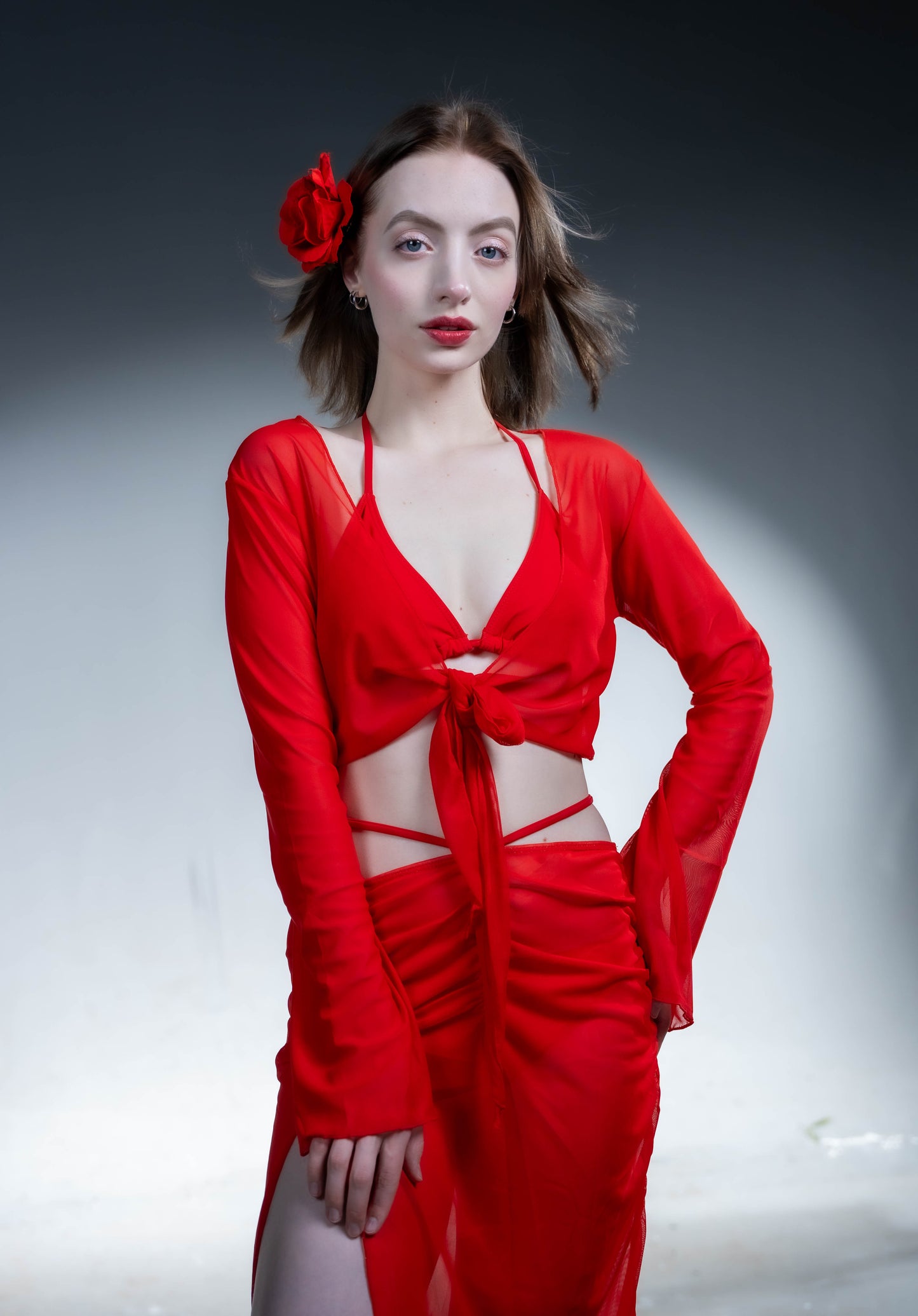 Red Rose Bikini Set