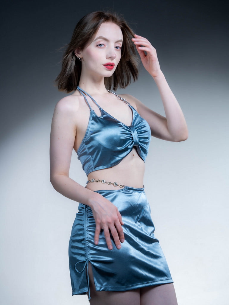 Silver-blue Elegance Bikini Ensemble