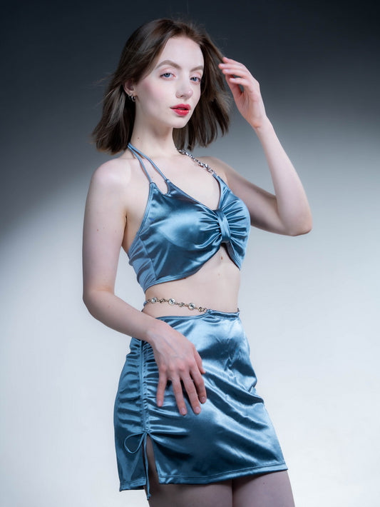 Silver-blue Elegance Bikini Ensemble