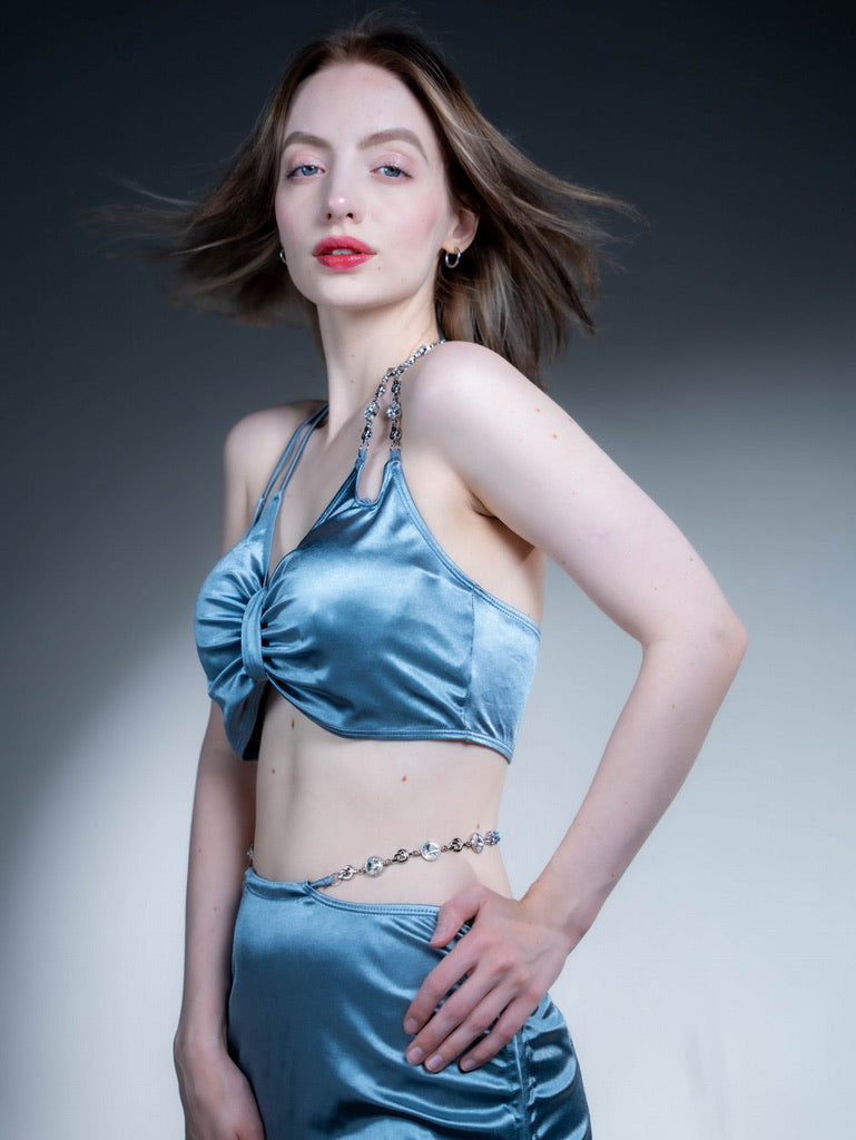 Silver-blue Elegance Bikini Ensemble