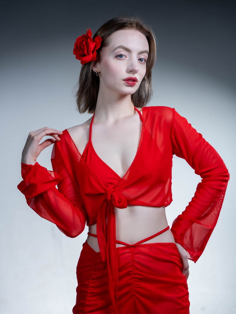 Red Rose Bikini Set