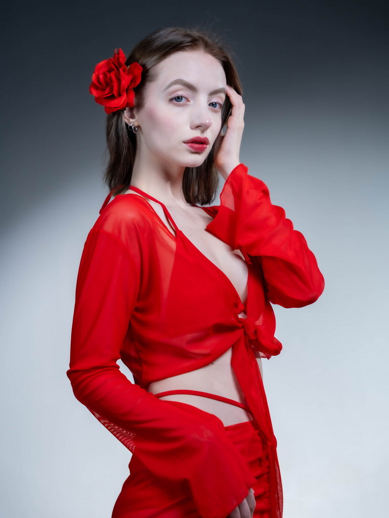 Red Rose Bikini Set